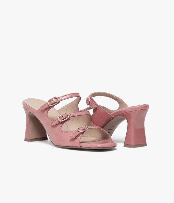 Mule À Talon Violette Rose