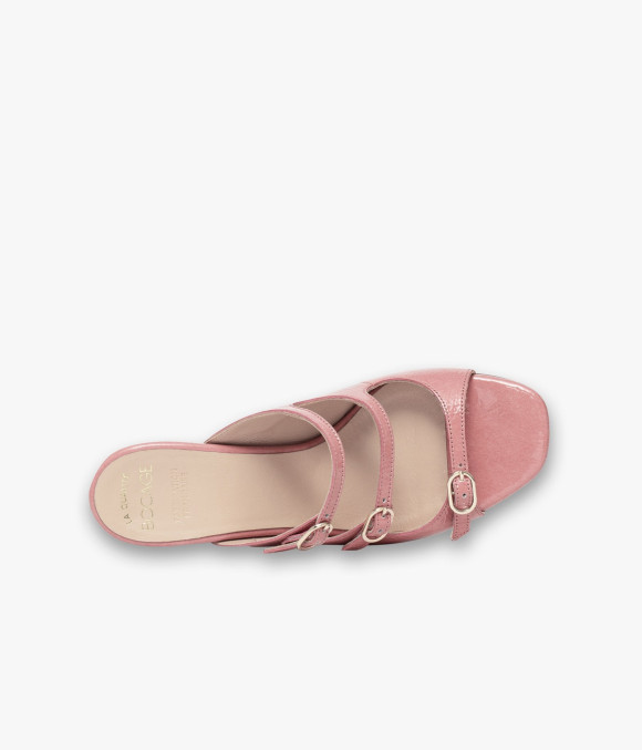 Mule À Talon Violette Rose