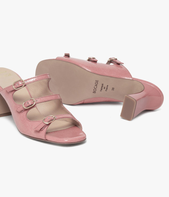Mule À Talon Violette Rose