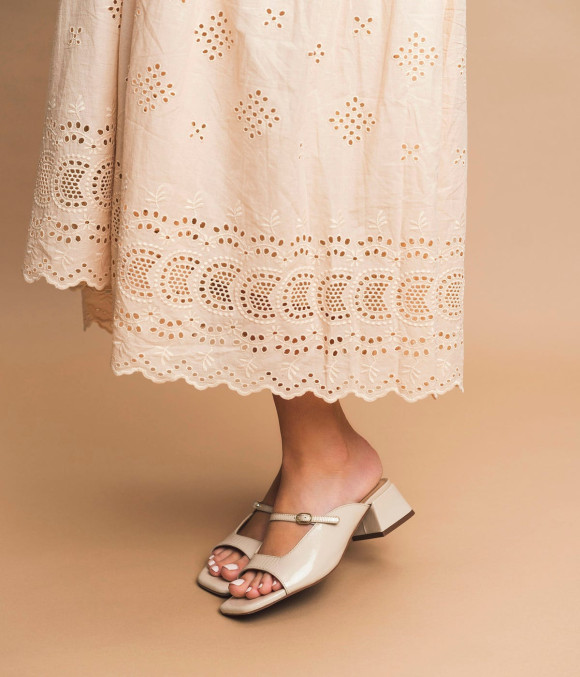 Mule À Talon Venus Blanc Casse