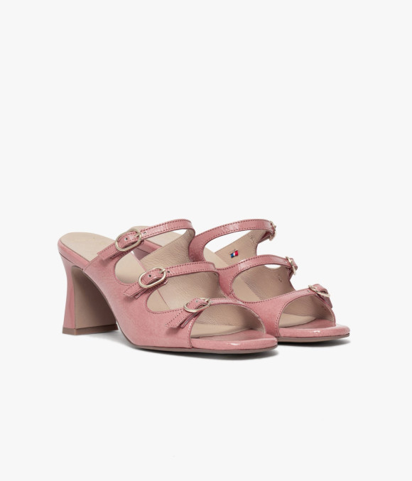 Mule À Talon Violette Rose