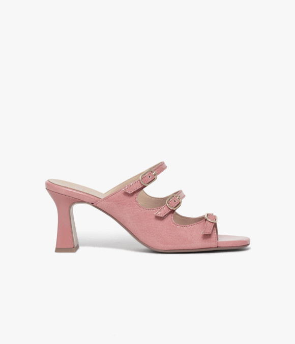 Mule À Talon Violette Rose