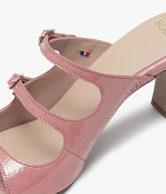 Mule À Talon Violette Rose