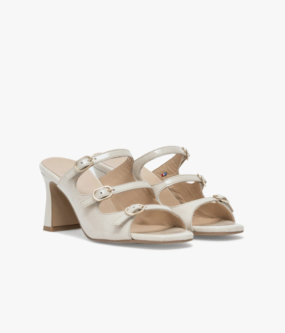 Mule À Talon Violette Écru