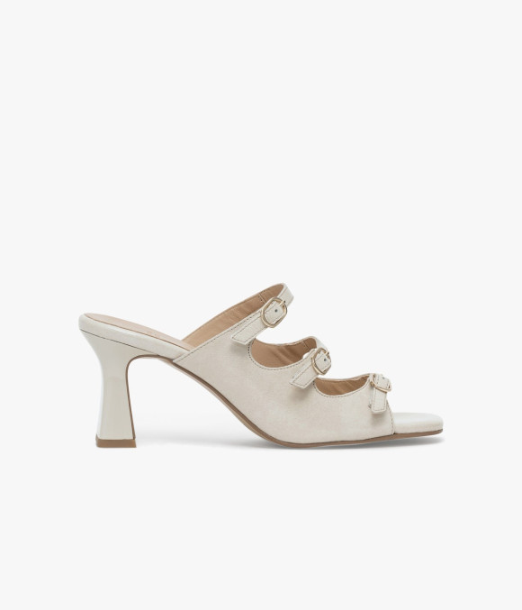 Mule À Talon Violette Écru