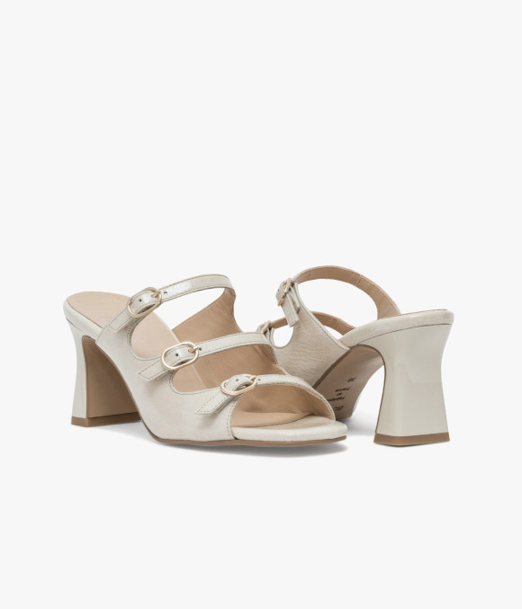 Mule À Talon Violette Écru