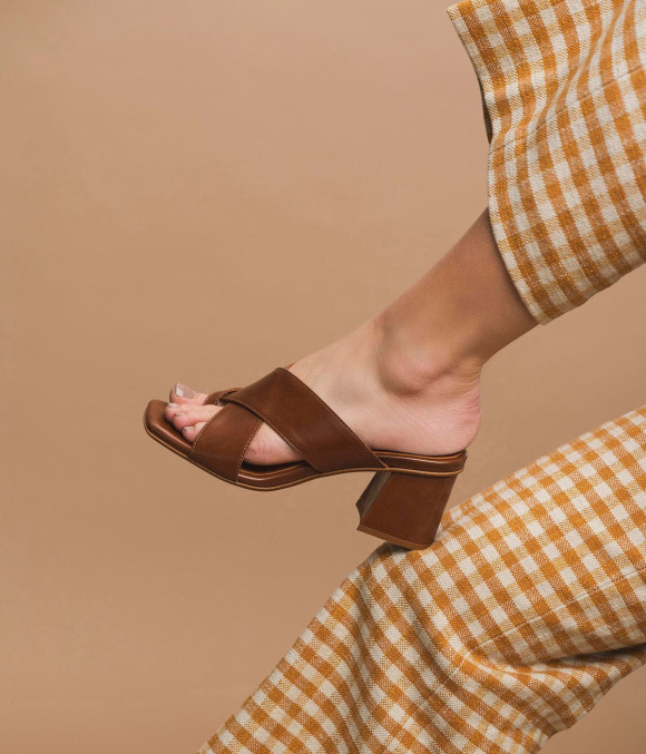 Mule À Talon Vera Cognac