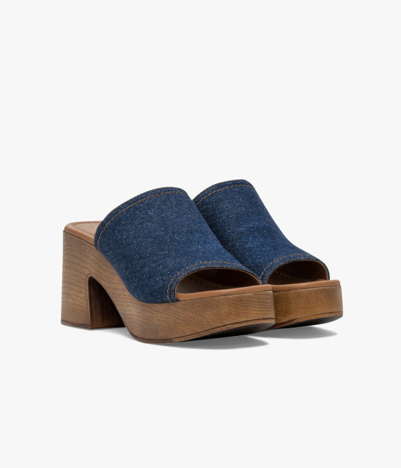 Mule À Talon Victor Bleu