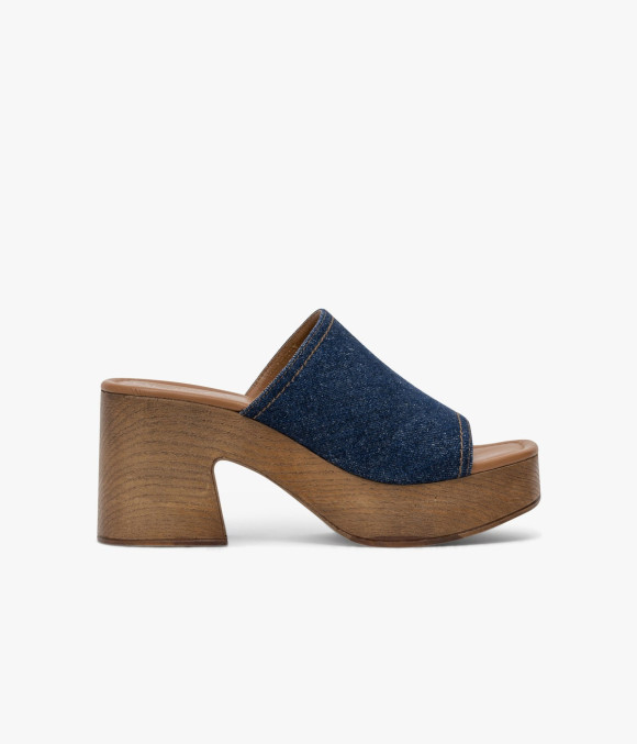 Mule À Talon Victor Bleu