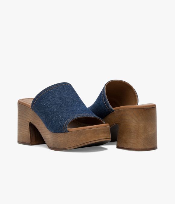 Mule À Talon Victor Bleu