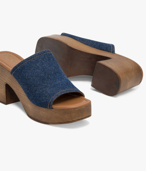 Mule À Talon Victor Bleu