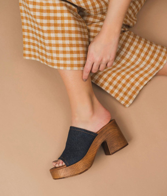 Mule À Talon Victor Bleu