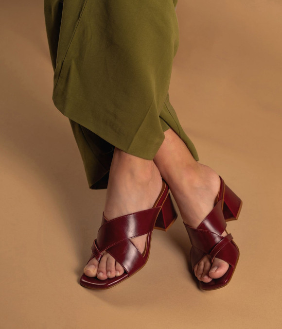 Mule À Talon Vera Bordeaux