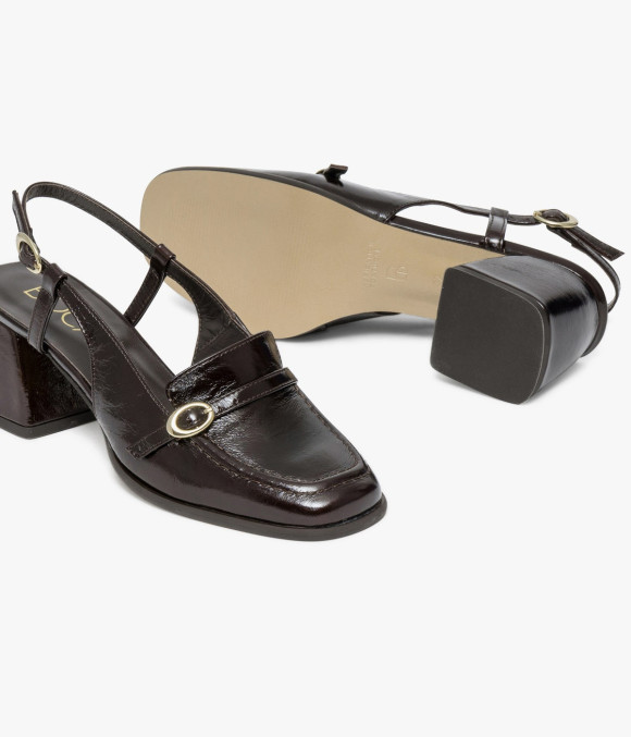 Mocassin Slingback Domitille Marron Foncé